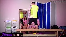 Lady Dee's tight pussy gets fucked in fitness room leotard