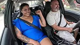 meduzza, that naughty chick from salvador job, hopped in my ride... almost got pounded in the butt, man!