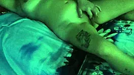 stepsister fingered in parents bed with clit rubbing and wet pussy moaning