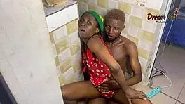 Crazy kitchen romp with Vera's skinny black frame