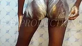 skinny teen slut gets pounded doggy style in the shower