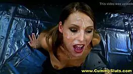 Dirty Brunette Whore BANGED Hard and COVERED in Cum!