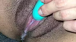 latina wife masturbates with cum oozing from her tight pussy, squirting everywhere in the room