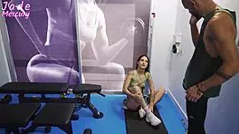 Watching the coach spank our friend's big tits