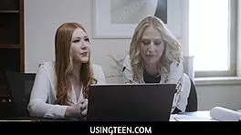 Usingteen 18+ - redhead hot teen intern and blonde milf assistant freeused, oh god it was intense