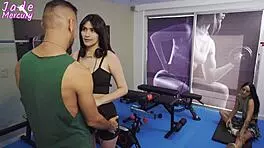 Watching the coach spank our friend's big tits