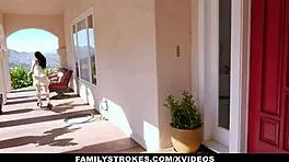 big tit teen orgasms on stepdaddys cock!