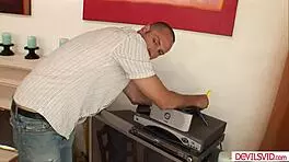 Petite babysitter gets her ass fucked hard before the boss arrives.