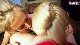 horny blonde coeds bailey and olyssia suck dick for group banging