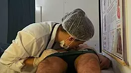 Patient's cock hardens under nurse's touch in hospital