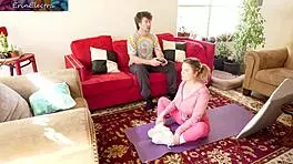 Pregnant STEPSISTER gets FUCKED in the living room during doggystyle session.