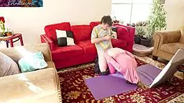 Pregnant STEPSISTER gets FUCKED in the living room during doggystyle session.