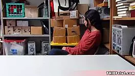 petite half black shoplifter teen 18+ caught and screwed by mall cop