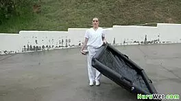 Lovely Teen Blonde Masseur Offers Relaxing Nuru Massage