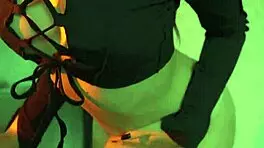 Check out this petite brunette trying on lingerie and dancing seductively