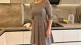 wife cheats with boss in kitchen while husband watches russian amateur conversation