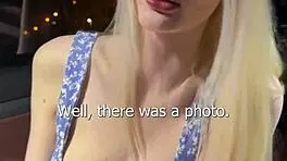 Busty blonde fucked in car, cum on face
