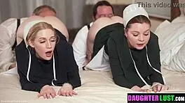 Stepdads discover their stepdaughters' amazing asses in a taboo foursome