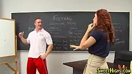 Hot Teen Coed in Uniform Sucks Monster Cock with Handjob and Blowjob