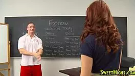 Hot Teen Coed in Uniform Sucks Monster Cock with Handjob and Blowjob