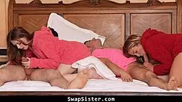 Pervy Stepsisters Trick Stepbrothers into Wild Foursome with Hardcore Riding - Swapsister