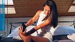 cute brunette sima in erotic solo session