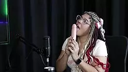 Crossdressing beauty Sofie Lollipop in sheer red lingerie blows in wild Brazilian group