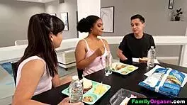 teen sisters enticing stepbrother in group seduction