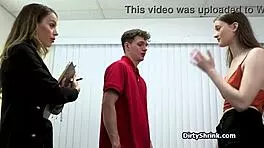 Hey, tall brunette shares cock on therapy with milf doctor?