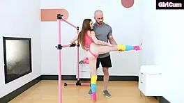 Tiny 18+ dancer shakes uncontrollably from intense orgasms during tight pussy pounding.