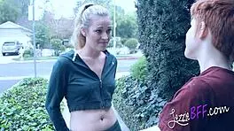 lezzie bff party turns into lesbian threesome with redhead and blonde teens