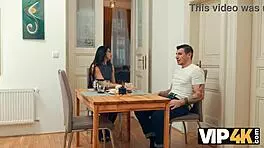 VIP4K Brunette Babe Sucks Old Cock in Stockings!