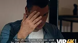 VIP4K Brunette Babe Sucks Old Cock in Stockings!