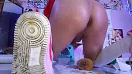 mexican teen 18+ takes big black cock anal training with socks and gaping