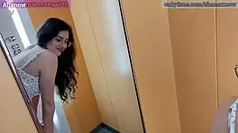public elevator blowjob ends with facial
