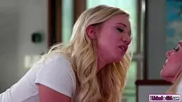 Christie gets entertained by her stepdaughter with lesbian rimjob, fingering, and face sitting on the blonde's big tits 😍