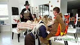 Thanksgiving Turns Wild with Family Squirting in Taboo 4Some Fest