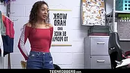 guard performs forbidden anal check on rebel teen thief sarah lace