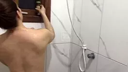 gave a soft blowjob in the shower until covered in cum, feeling so good