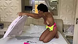 Hairy ebony deepthroats monster cock, wets me in motel