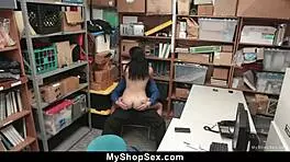 teen in costume caught by guard, tricked into hardcore office pounding