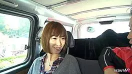 Petite Asian girl picked up for first-time car suck by old stranger