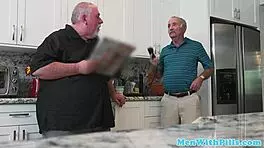 Pierced teen sucks cock for old guy 😏