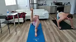 Hey, I'm getting so flexible with my barefoot yoga moves every day.