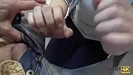 feeling the thrill as stranger promises cash for passionate sex with petite teen wife in public bar