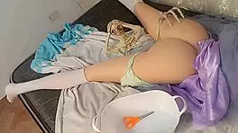 Blonde enjoys first anal on Halloween night