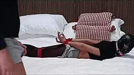 This MILF in high heels and pantyhose gets ballgagged, fucked everywhere in preview