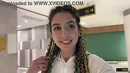 Crazy teen gives public blowjob