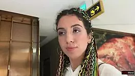 Crazy teen gives public blowjob