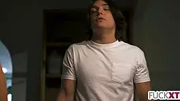 Small 18+ Teen Blonde's Deepthroat Gift for Stepdad